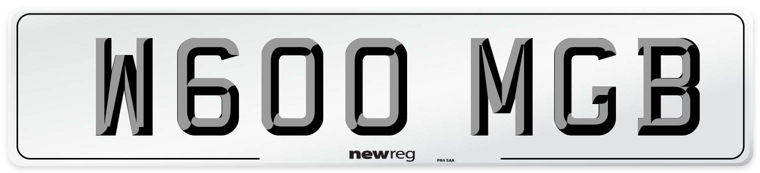 W600 MGB Number Plate from New Reg